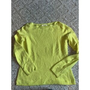 Womens Peck and Peck 100% 2-Ply Cashmere Boat Neck Yellow Sweater